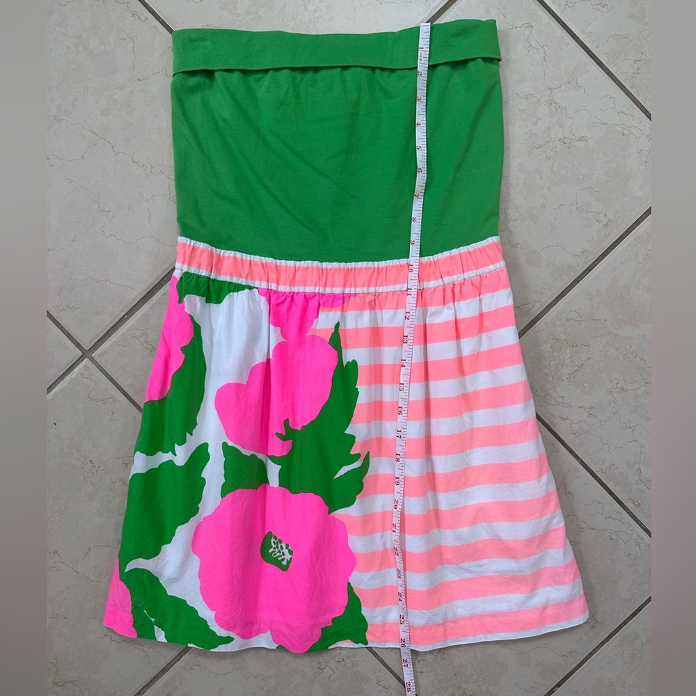 Lilly Pulitzer Green and Pink Strapless Mini Dress - Picture 3 of 8